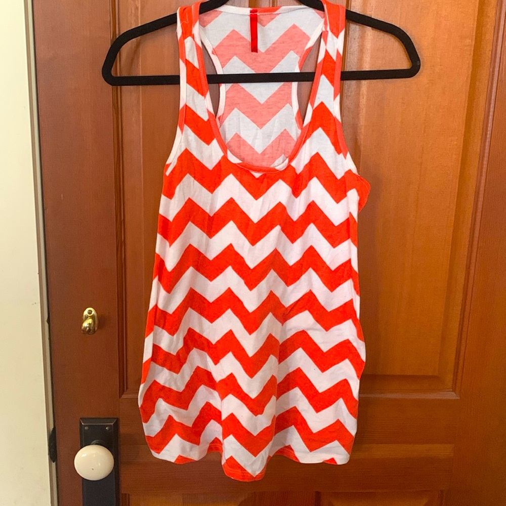 White Orange Small Maternity Top Geometric Pattern
